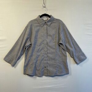 Riders‎ by Lee Women's Gray Button Up Shirt Slimming Size L Staple Normcore